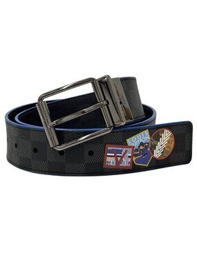 Louis Vuitton Belt Damier Graphite Reversible Suntulle Black Blue
